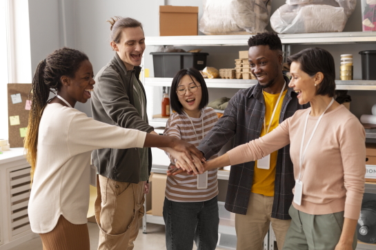 Group of volunteers for team building